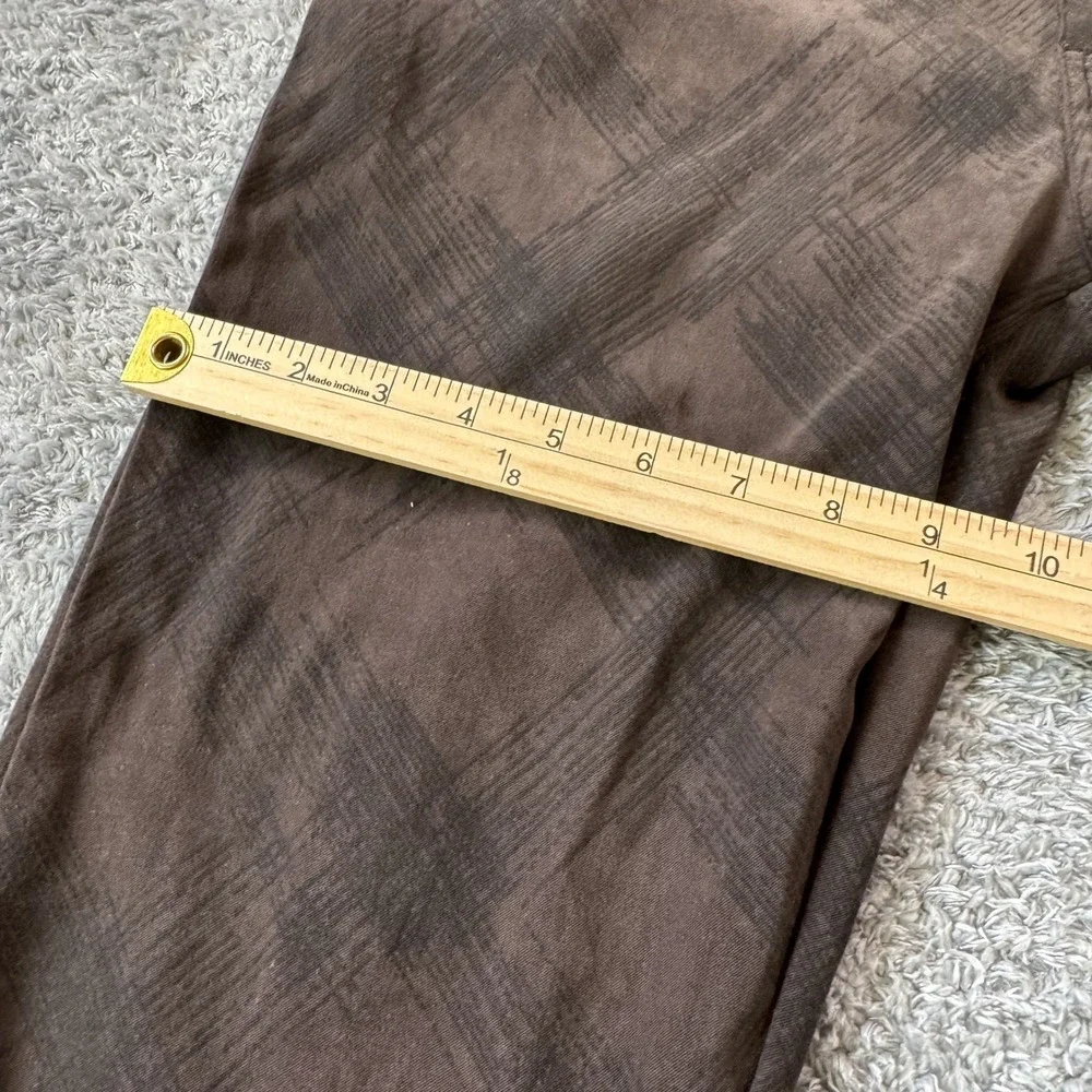 Unbranded Crosshatch Pattern Trousers Size 32 Brown Textured Flat Front Pants